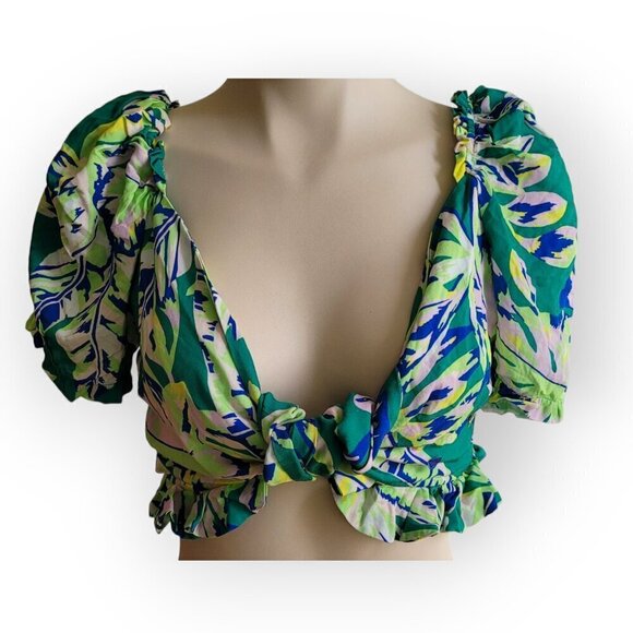 Revolve Maaji Green Front Tie Crop Top, Size L, Eco-Friendly - Picture 3 of 14